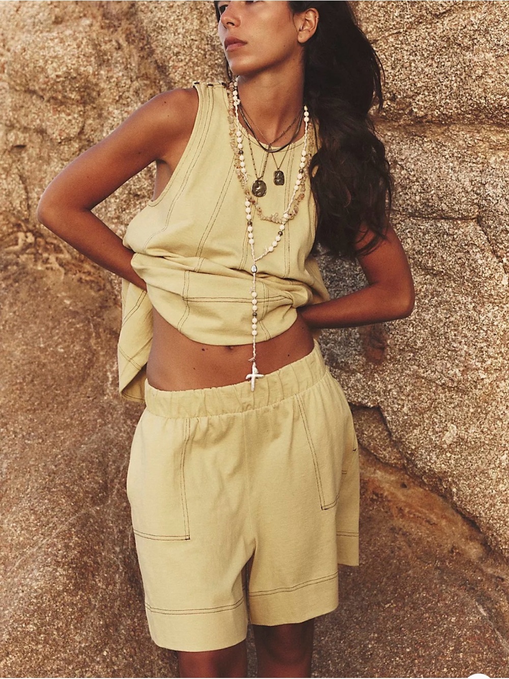 FREE PEOPLE Beach free-est Strada Set (2) Piece Color Pampas Size Large NWT - Picture 3 of 11